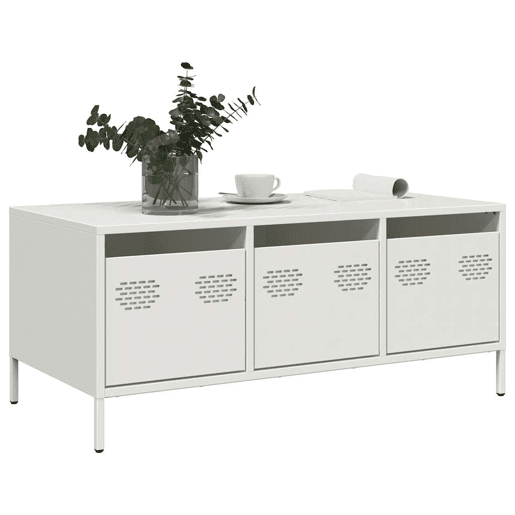 Mesa de Centro, Mesa baixa, 101,5x50x43,5 cm aço laminado a frio branco Mesa de Centro, Mesa baixa, 101,5x50x43,5 cm aço laminado a frio branco