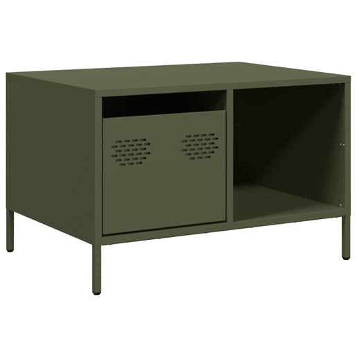 Mesa de Centro, Mesa baixa, 68,5x50x43,5 cm aço laminado a frio verde-azeitona Mesa de Centro, Mesa baixa, 68,5x50x43,5 cm aço laminado a frio verde-azeitona