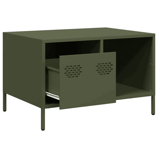 Mesa de Centro, Mesa baixa, 68,5x50x43,5 cm aço laminado a frio verde-azeitona Mesa de Centro, Mesa baixa, 68,5x50x43,5 cm aço laminado a frio verde-azeitona