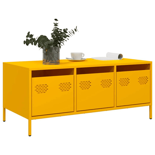 Mesa de Centro, Mesa baixa, 101,5x50x43,5 cm aço laminado frio amarelo mostarda Mesa de Centro, Mesa baixa, 101,5x50x43,5 cm aço laminado frio amarelo mostarda