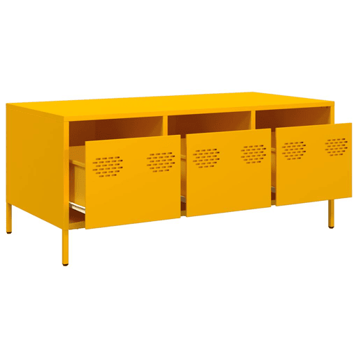 Mesa de Centro, Mesa baixa, 101,5x50x43,5 cm aço laminado frio amarelo mostarda Mesa de Centro, Mesa baixa, 101,5x50x43,5 cm aço laminado frio amarelo mostarda