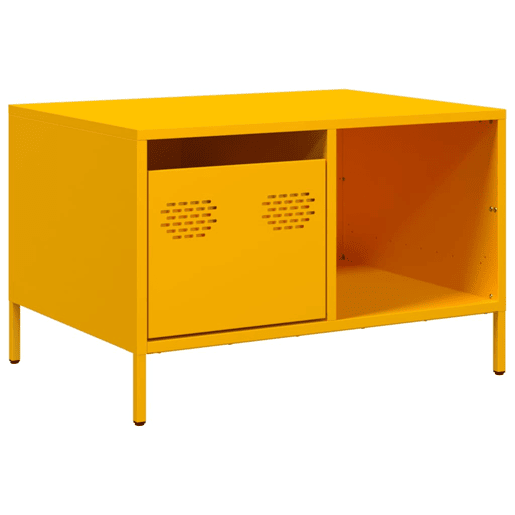 Mesa de Centro, Mesa baixa, 68,5x50x43,5cm aço laminado a frio amarelo mostarda Mesa de Centro, Mesa baixa, 68,5x50x43,5cm aço laminado a frio amarelo mostarda