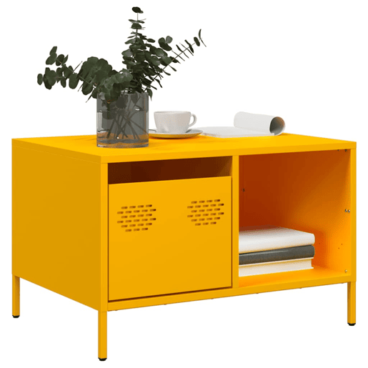 Mesa de Centro, Mesa baixa, 68,5x50x43,5cm aço laminado a frio amarelo mostarda Mesa de Centro, Mesa baixa, 68,5x50x43,5cm aço laminado a frio amarelo mostarda