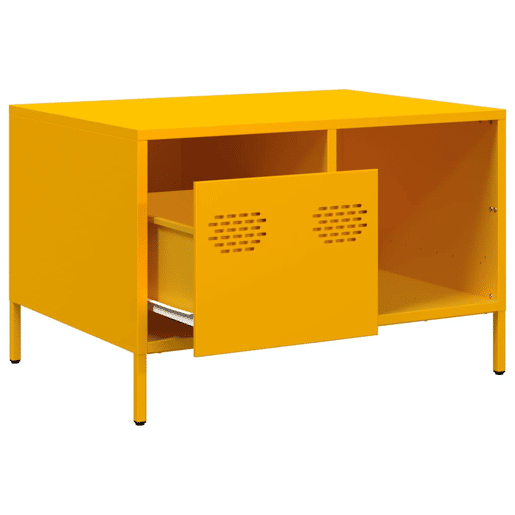 Mesa de Centro, Mesa baixa, 68,5x50x43,5cm aço laminado a frio amarelo mostarda Mesa de Centro, Mesa baixa, 68,5x50x43,5cm aço laminado a frio amarelo mostarda