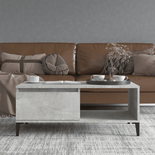 Mesa de Centro, Mesa baixa, 90x50x36,5 cm derivados madeira cinzento cimento