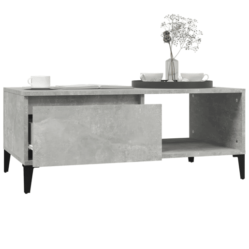 Mesa de Centro, Mesa baixa, 90x50x36,5 cm derivados madeira cinzento cimento