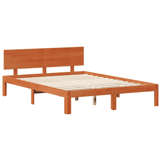 Estrutura da Cama de casal simple 2 pcs Marrom Cera Madeira de Pinho Sólido