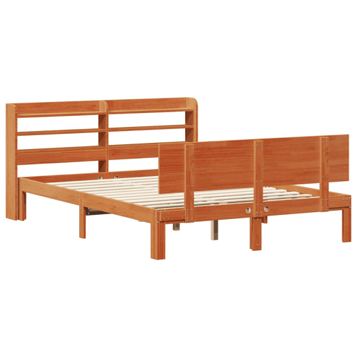 Estrutura da Cama de casal simple 2 pcs Marrom Cera Madeira de Pinho Sólido