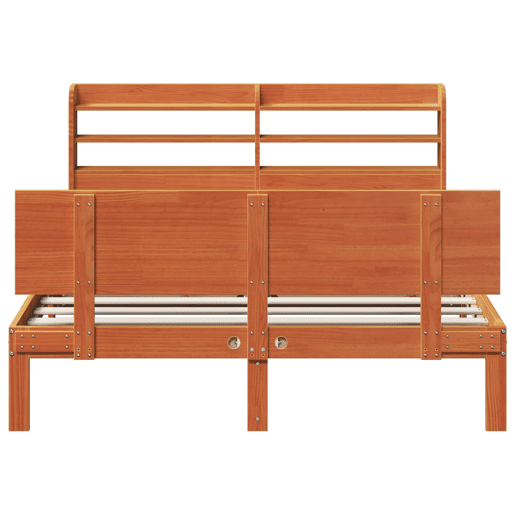 Estrutura da Cama de casal simple 2 pcs Marrom Cera Madeira de Pinho Sólido
