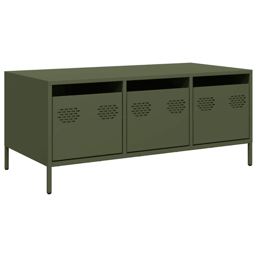 Mesa de Centro, Mesa baixa, 101,5x50x43,5 cm aço laminado a frio verde-azeitona