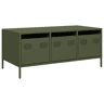 Mesa de Centro, Mesa baixa, 101,5x50x43,5 cm aço laminado a frio verde-azeitona