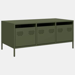 Mesa de Centro, Mesa baixa, 101,5x50x43,5 cm aço laminado a frio verde-azeitona