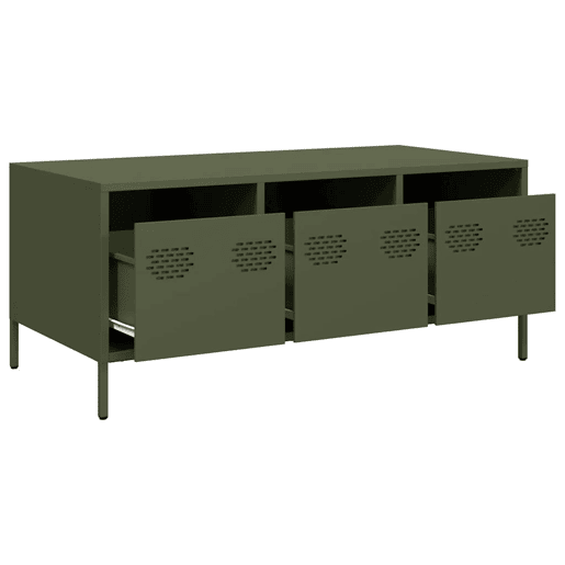 Mesa de Centro, Mesa baixa, 101,5x50x43,5 cm aço laminado a frio verde-azeitona