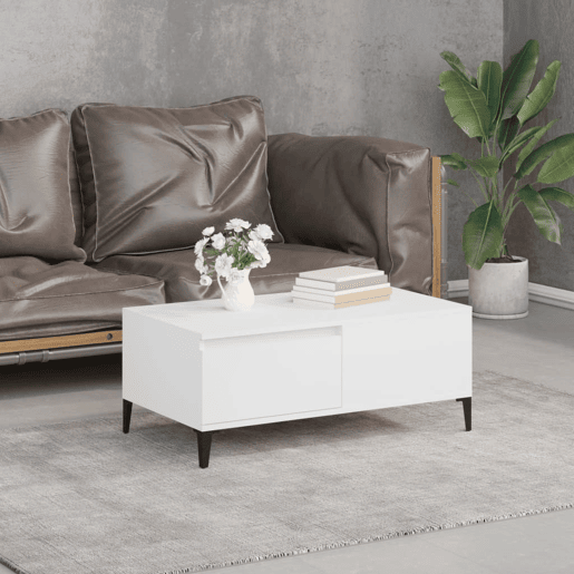 Mesa de Centro, Mesa baixa, 90x50x36,5 cm derivados de madeira branco Mesa de Centro, Mesa baixa, 90x50x36,5 cm derivados de madeira branco