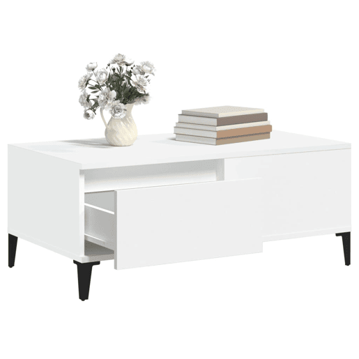 Mesa de Centro, Mesa baixa, 90x50x36,5 cm derivados de madeira branco Mesa de Centro, Mesa baixa, 90x50x36,5 cm derivados de madeira branco