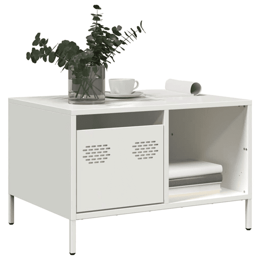 Mesa de Centro, Mesa baixa, 68,5x50x43,5 cm aço laminado a frio branco Mesa de Centro, Mesa baixa, 68,5x50x43,5 cm aço laminado a frio branco