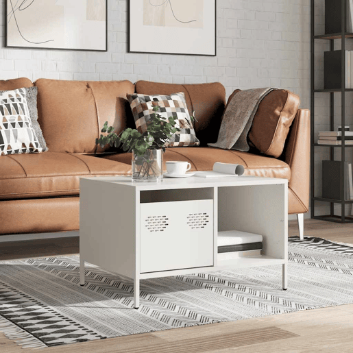 Mesa de Centro, Mesa baixa, 68,5x50x43,5 cm aço laminado a frio branco Mesa de Centro, Mesa baixa, 68,5x50x43,5 cm aço laminado a frio branco