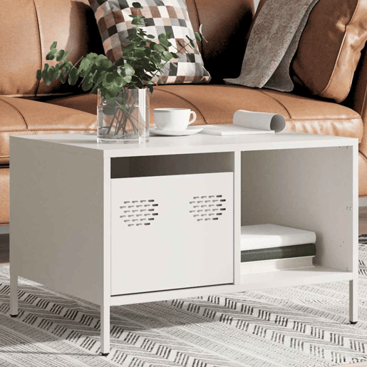 Mesa de Centro, Mesa baixa, 68,5x50x43,5 cm aço laminado a frio branco Mesa de Centro, Mesa baixa, 68,5x50x43,5 cm aço laminado a frio branco