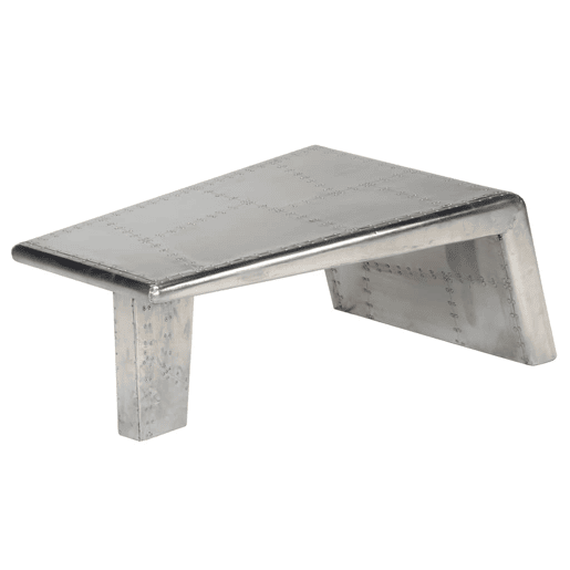 Mesa de Centro, Mesa baixa, aviador em alumínio estilo aeronave vintage