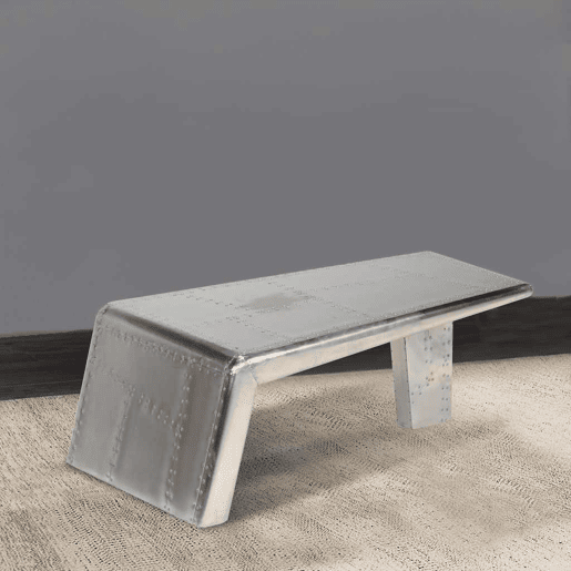 Mesa de Centro, Mesa baixa, aviador em alumínio estilo aeronave vintage