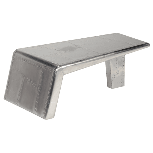 Mesa de Centro, Mesa baixa, aviador em alumínio estilo aeronave vintage