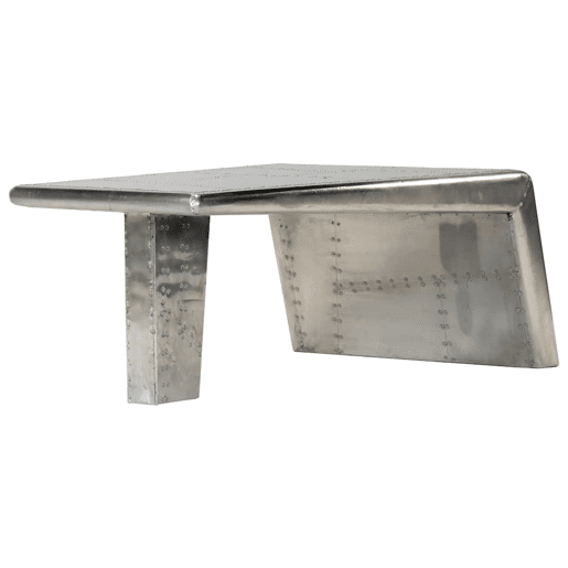 Mesa de Centro, Mesa baixa, aviador em alumínio estilo aeronave vintage