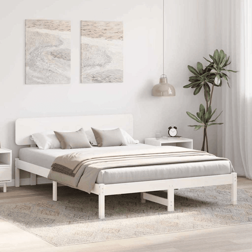 Estrutura da Cama de casal simple com cabeceira Branco 160 x 200 cm