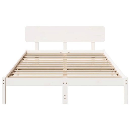 Estrutura da Cama de casal simple com cabeceira Branco 160 x 200 cm