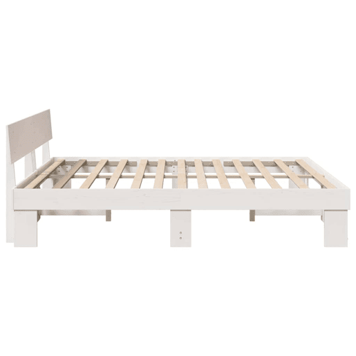 Estrutura de cama de casal com cabeceira king size - Branco 200 x 200 cm