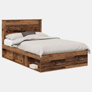Estrutura de cama de casal com cabeceira - Madeira antiga 135 x 190 cm