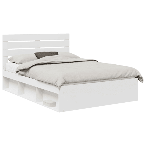 Estrutura da Cama de casal simple com cabeceira Branco 160 x 200 cm