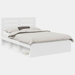 Estrutura da Cama de casal simple com cabeceira Branco 160 x 200 cm
