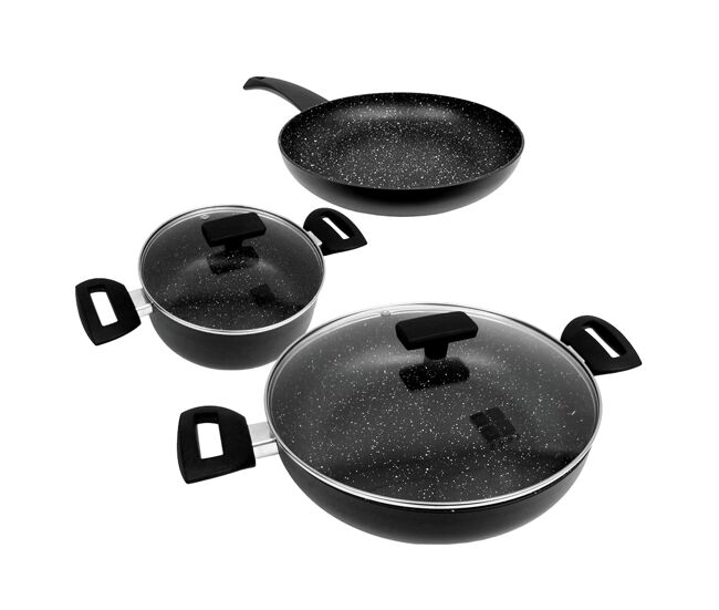 Batería de cocina klack de aluminio con tapas