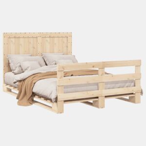Estrutura de Cama de casal simple com cabeceira 140x200 cm pinho maciço