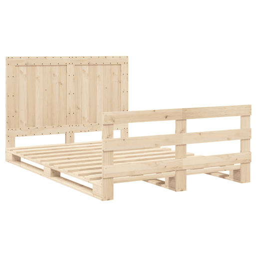 Estrutura de Cama de casal simple com cabeceira 140x200 cm pinho maciço Estrutura de Cama de casal simple com cabeceira 140x200 cm pinho maciço