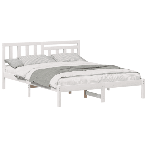 Estrutura da Cama de casal simple com cabeceira Branco 140 x 200 cm