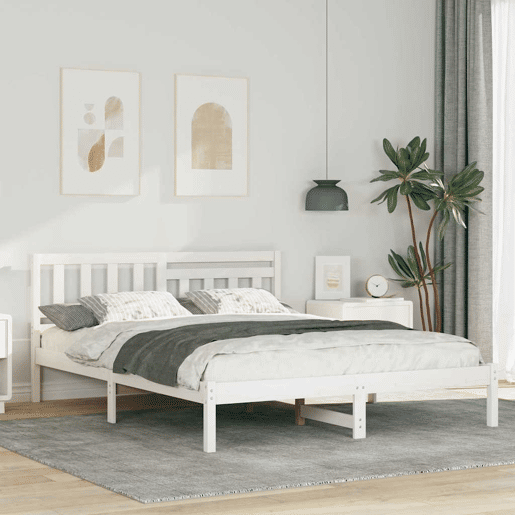 Estrutura da Cama de casal simple com cabeceira Branco 140 x 200 cm