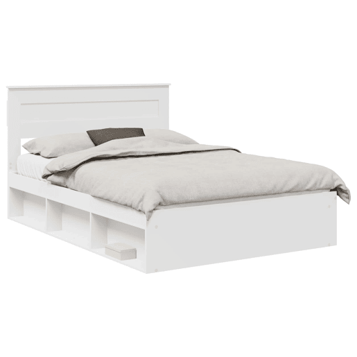 Estrutura da Cama de casal simple com cabeceira Branco 160 x 200 cm