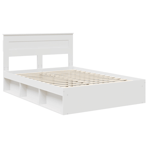 Estrutura da Cama de casal simple com cabeceira Branco 160 x 200 cm