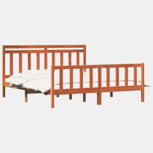 Estrutura da Cama de casal simple 2 pcs Marrom Cera 205,5 x 185,5 x 100 cm