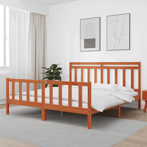 Estrutura da Cama de casal simple 2 pcs Marrom Cera 205,5 x 185,5 x 100 cm