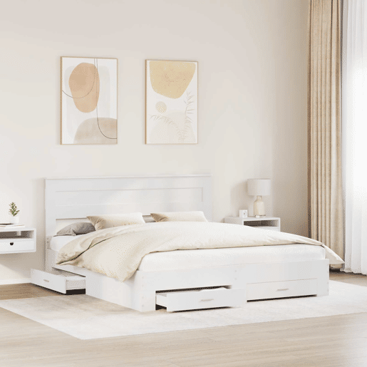 Estrutura De Cama De Casal Moderno - Branco 180 x 200 cm Madeira processada