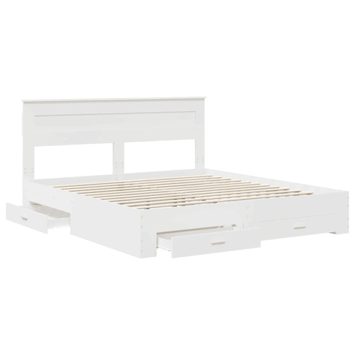 Estrutura De Cama De Casal Moderno - Branco 180 x 200 cm Madeira processada