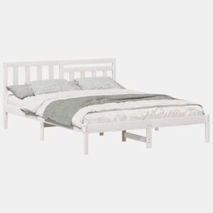 Estrutura da Cama de casal simple com cabeceira Branco 160 x 200 cm
