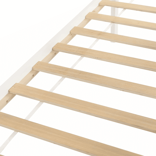 Cama alta infantil 90x200 - Design em forma de casa com prateleira, base robusta - Branco Cama alta infantil 90x200 - Design em forma de casa com prateleira, base robusta - Branco