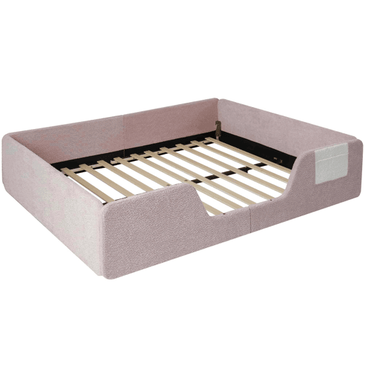 Cama estofada, 140x190 cm - Barreiras removĂveis, bolso lateral, veludo Ășnico - Rosa Cama estofada, 140x190 cm - Barreiras removĂveis, bolso lateral, veludo Ășnico - Rosa
