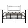 Cama metálica 120x200 - Cabeceira e pés vintage, LED, USB, arrumação, aço - Preto