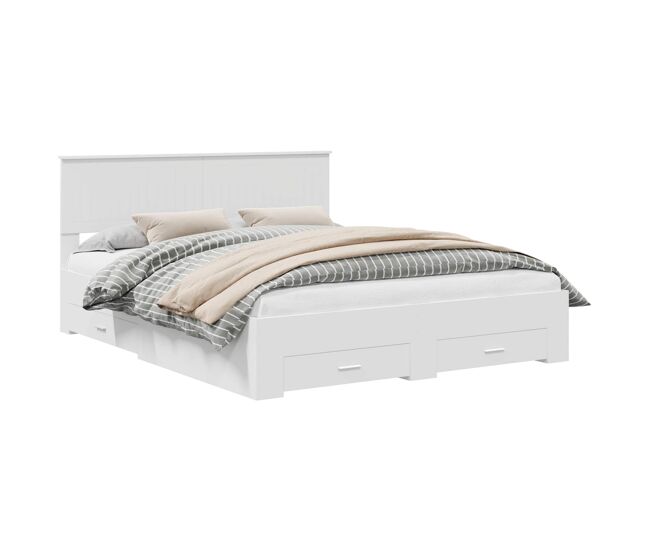 Estructura de cama doble matrimonial con cajón 160 x 200 cm madera de ingeniería