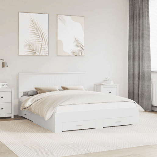 Estrutura De Cama De Casal Moderno - Branco 160 x 200 cm Madeira processada
