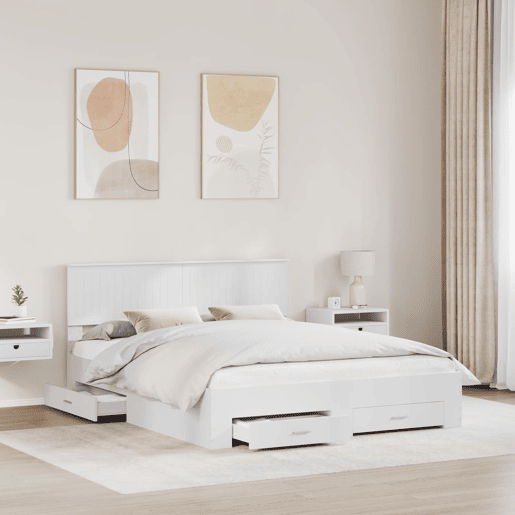 Estrutura De Cama De Casal Moderno - Branco 160 x 200 cm Madeira processada